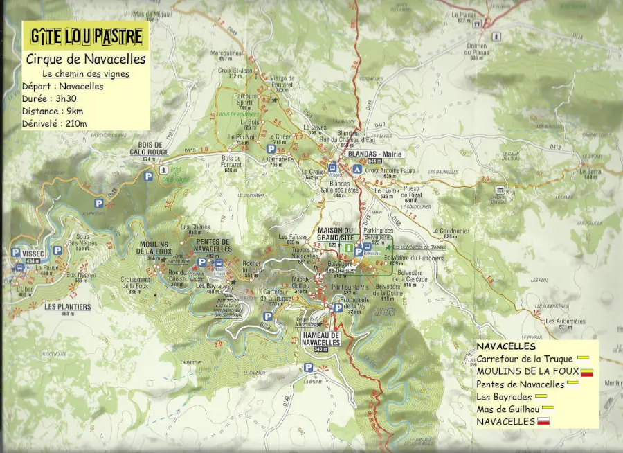 Les moulins de la foux et le cirque de Navacelles au départ de Navacelles