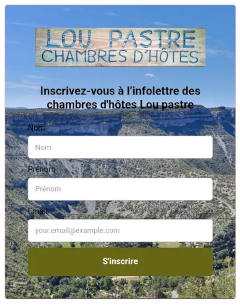 Inscription à l'infolettre des chambres d'hôtes Inscription à l'infolettre des chambres d'hôtes