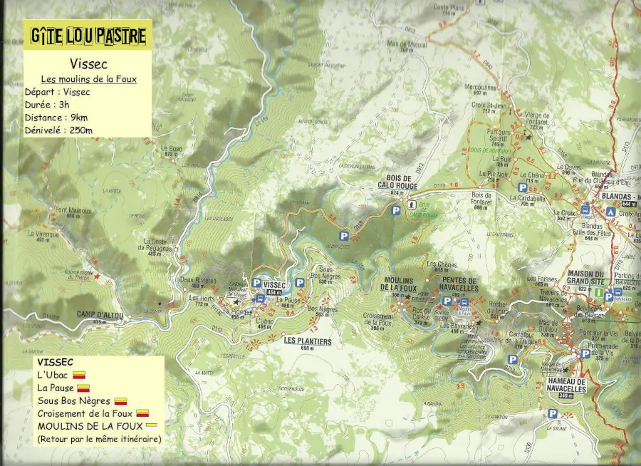 Les moulins de la foux au départ de Vissec